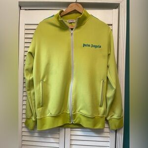 Palm Angels Lime Green Track Jacket with Teal Logo